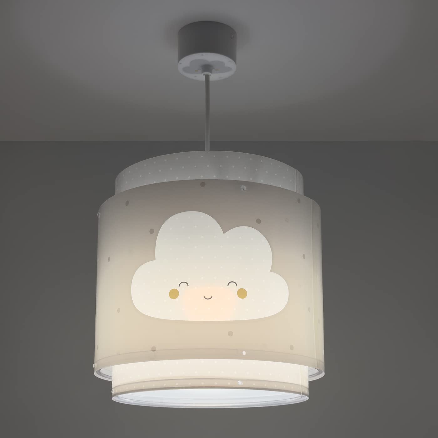 Dalber Lampe kinderzimmer, kinderlampe Pendelleuchte Hängelampe, Deckenleuchte Kinder, Deckenlampe kinderzimmer Baby Dreams Wolke Grau, 76012E, E27