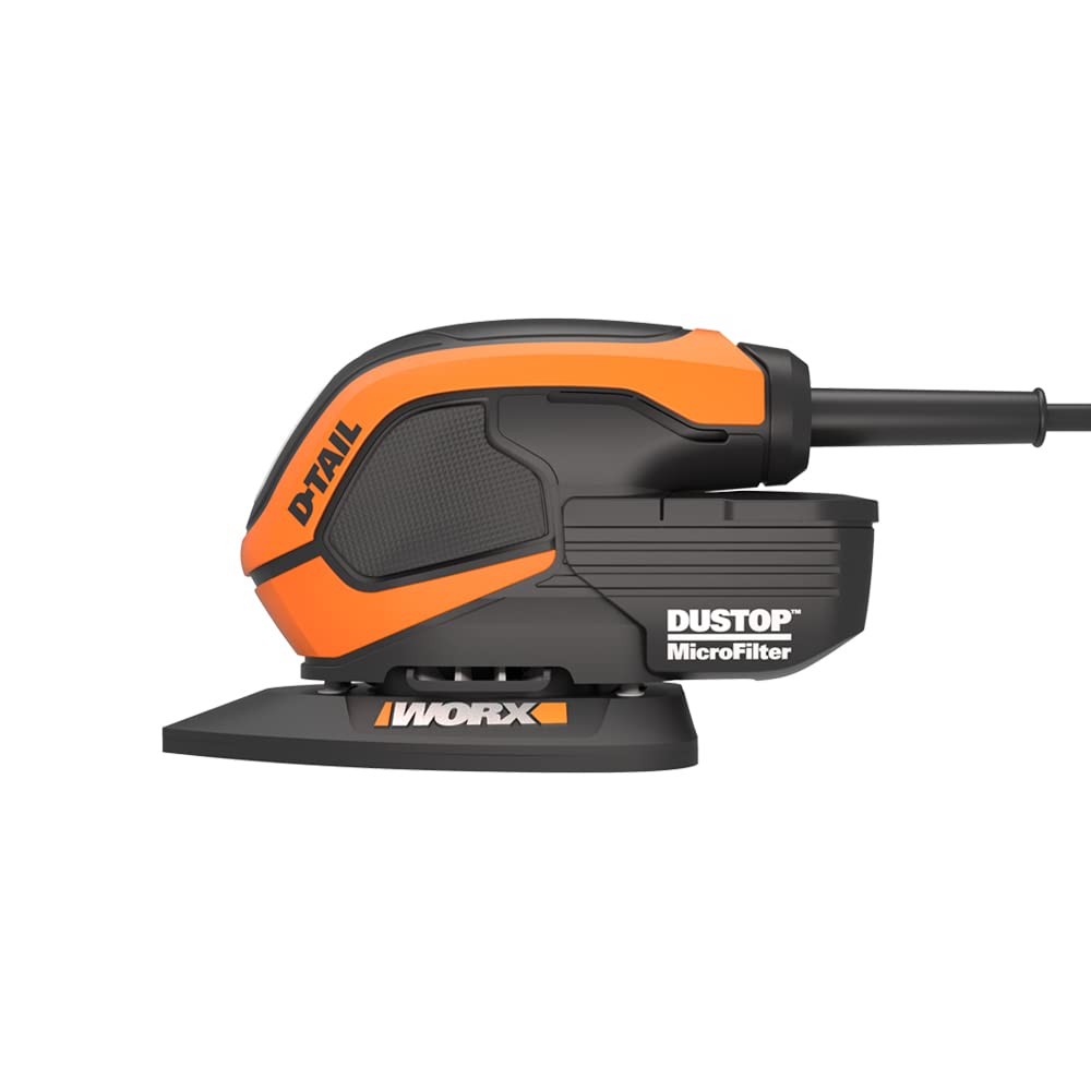 WORX WX648 Schleifer 65W, 230V – Ergonomischer Handschleifer zum Schleifen auch an schwerer zugänglichen Stellen – DUSTSTOP Mikrofilter für sauberes Arbeiten