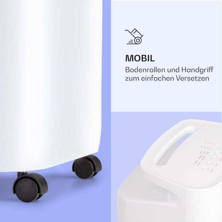 Klarstein Luftkühler mit Wasserkühlung, Leiser 4-in-1 Verdunstungskühler, Luftbefeuchter, Ventilator & Nachtmodus, Mobile Klimageräte Luftkühler, 60W Air Cooler, 330m³/h Kühlender Luftstrom