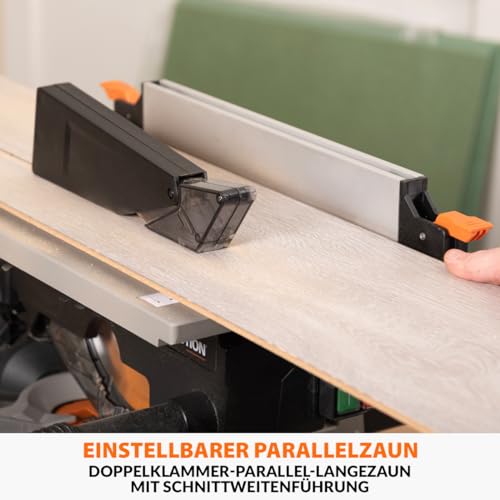 Evolution Power Tools R210MTS-G2 Vielseitige Kapp- und Tischsäge, kompakt, multifunktional, schneidet verschiedene Materialien, TCT-Sägeblatt für Holz, Kunststoff und Metall, 210mm