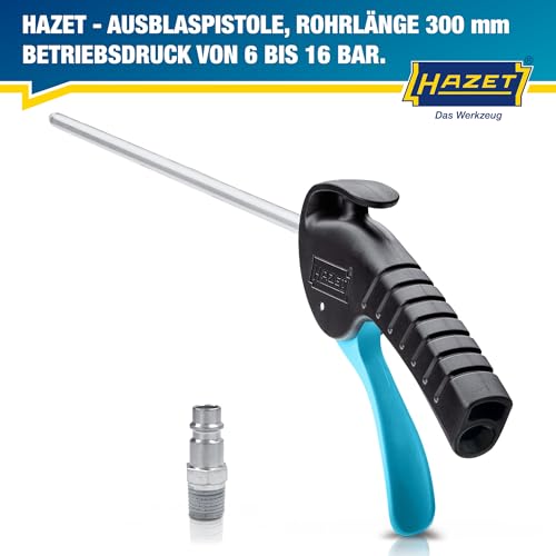 HAZET Ausblaspistole 9040P-2 I 280 mm gerade, lange Düse, 6 bar Betriebsdruck mit ergonomischem Handgriff I für ein schnelles Entfernen von Spänen oder anderen Fremdkörpern