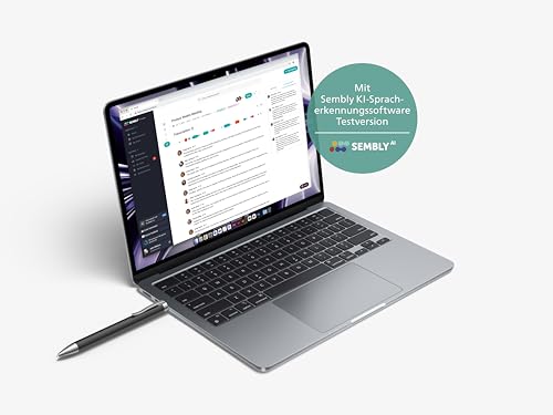 Philips DVT1600 VoiceTracer, Audiorecorder-Stift, 32GB, inkl. Sembly AI-Testlizenz: Transkription & KI-Zusammenfassungen