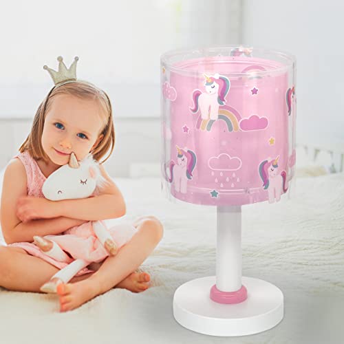 Dalber Kinder Tischlampe Nachttischlampe kinderzimmer Einhörner Tiere Unicorns, Kinderzimmer, Nachttischlampe, 41591, E14, Rosa