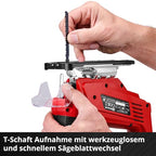 Einhell Akku-Stichsäge TC-JS 18 Li Power X-Change (Li-Ion, 18V, 20 mm Hubhöhe, max. 45° Schrägschnitte, Pendelhubfunktion, werkzeuglose Sägeblattaufnahme, inkl. Sägeblatt, ohne Akku und Ladegerät)