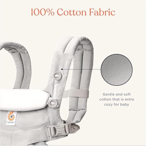 Ergobaby Babytrage für Neugeborene bis zum Kleinkind, 4-Positionen Omni 360 Cool Air Mesh Pearl Grey, Ergonomische Baby-Tragetasche Bauchtrage Rückentrage