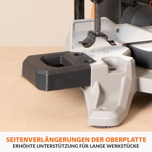 Evolution Power Tools R210MTS-G2 Vielseitige Kapp- und Tischsäge, kompakt, multifunktional, schneidet verschiedene Materialien, TCT-Sägeblatt für Holz, Kunststoff und Metall, 210mm