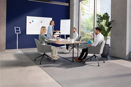 FRANKEN Flipchart, Beschreibbar, Magnetisch, Mobil, Mit Rollen und 2 Seitenarmen, Whiteboard mit Ständer, Papierhalterung und Stifteablage, 67 x 95 cm, PRO Deluxe Mobil, FC81