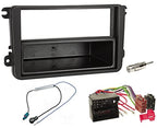 Audioproject A123 - Autoradio Einbau Set kompatibel für VW Golf V Touran Passat 3C Caddy Skoda Octavia Seat Radioblende Radioadapter 2 x Antennenadapter Fakra ISO DIN Fach