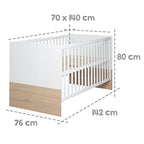 roba Kinderzimmerset 'Gabriella', 2-teilig, enthält Babybett 70x140cm & breite Wickelkommode, bicolor