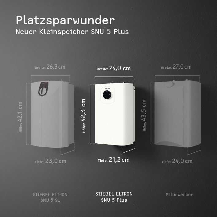 Neueste Generation: STIEBEL ELTRON Kleinspeicher SNU 5 Plus, sehr kompakt, antitropf-, thermostop-Funktion, Untertischboiler 5 Liter Niederdruck mit Stecker, 2 kW, 204972