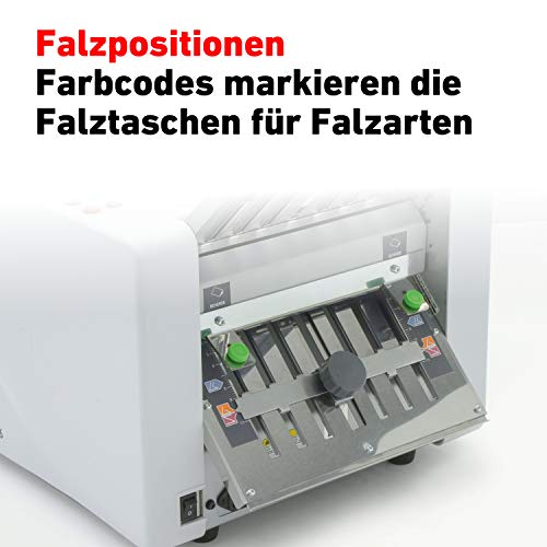 Professionelle Falzmaschine IDEAL 8306 mit Vier Falzarten, 60 bis 115 g/m² Papier, 115 Blatt/Minute, 7.000 Blatt/Stunde