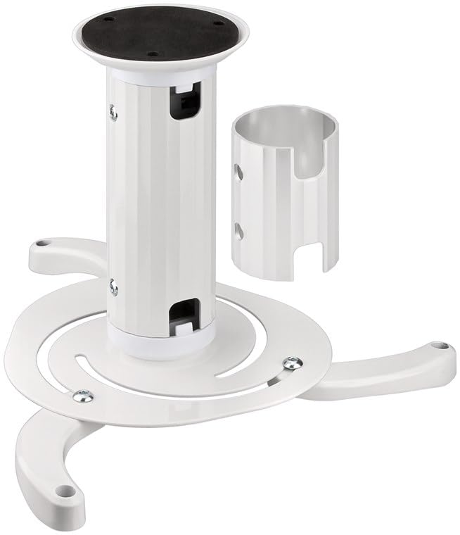 Goobay BeamerFlex Projektor-Deckenhalterung – für kleine bis mittlere Größen (bis zu 10 kg) – beweglich um 15° neigbar und 360° schwenkbar – Höhenverstellung – einfache Installation – Weiß 51896