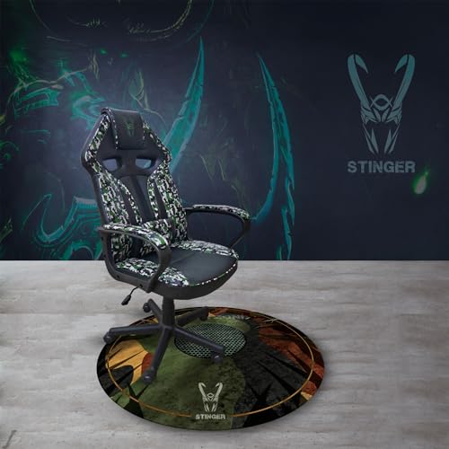 Woxter Stinger-Etage-Tarn-Tarnung - Boden-Gaming-Teppichboden, Bodenschutz-Teppiche - wasserbeständig, waschbar, 100% Mikrofaser, Durchmesser 120cm, Tarnung