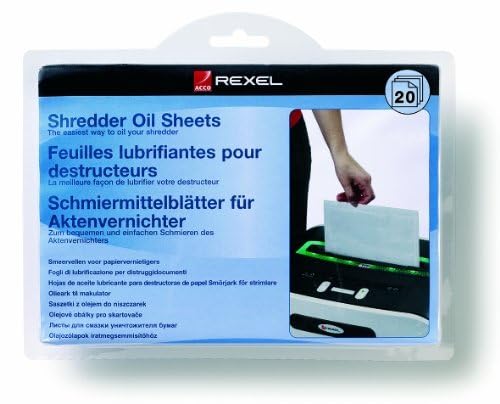 Rexel Ölblätter für Aktenvernichter, 20 Stück, A5 Format, Zur Aktenvernichter-Wartung, 2101949, Weiß