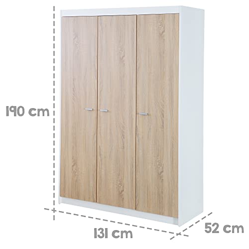 roba Zimmerset 'Gabriella', 3tlg, Bicolor, inkl. Bett 70x140cm, Wickelkommode mit 3 Schubladen, Schrank 3-türig