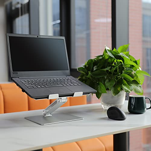 Amazon Basics Verstellbarer ergonomischer Laptopständer mit Wärmeabzug, stufenlose Höhen- und Winkelverstellung, ideal für einen Laptop bis 43,9 cm (17,3 Zoll), 27.9 x 23 x 5.6 cm, Silber