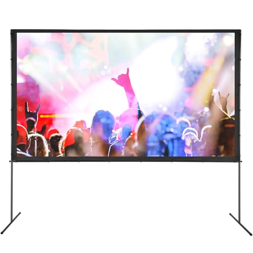 VEVOR Projektion Beamer Leinwand mit Ständer 120 Zoll HD 4K Outdoor Indoor Projektor Screen Schnelles Klappbare Tragbare Filmleinwand 16: 9 für Heimkino, Camping, Freizeitveranstaltungen usw. Schwarz