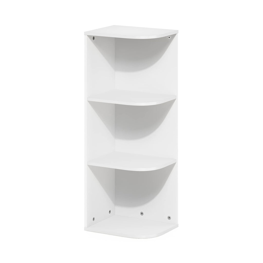 Furinno Pasir 3-stufiges Eck-Bücherregal mit offenem Regal, Weiß