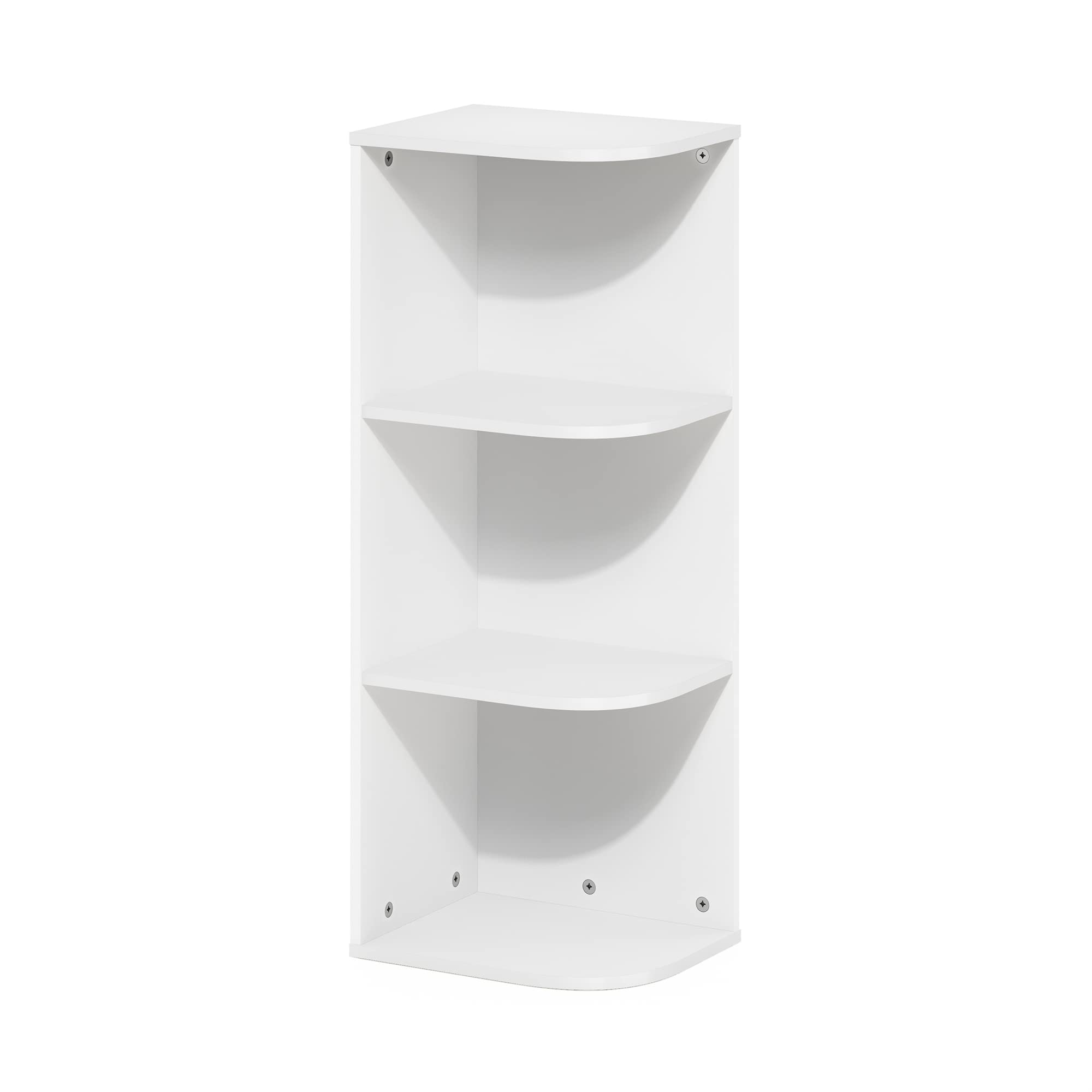 Furinno Pasir 3-stufiges Eck-Bücherregal mit offenem Regal, Weiß