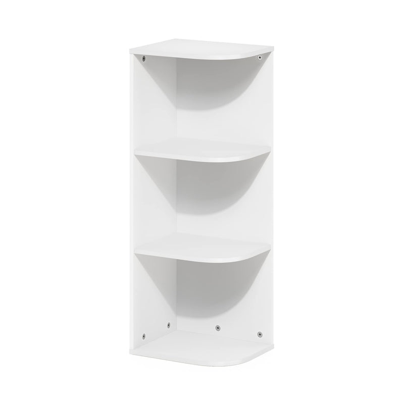 Furinno Pasir 3-stufiges Eck-Bücherregal mit offenem Regal, Weiß