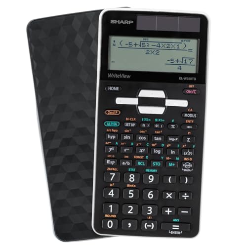SHARP EL-W550TG Wissenschaftlicher Schulrechner (D.A.L.-Eingabe, Solar, WriteView) Schwarz