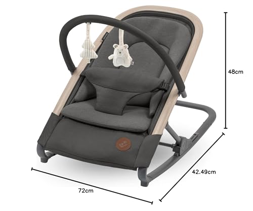 Maxi-Cosi KORI 2-in-1 Ergonomischer Babywippe mit Spielzeugbogen 0-2 Jahre bis 15 kg Neugeborenen Hüpfstuhl 3 Liegepositionen Easy-In Harness Leicht & Kompakt Neugeborenes Kissen Beyond Graphite