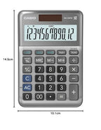 Casio Tischrechner MS-120FM, 12-stellig, Steuerberechnung, Cost/Sell/Margin, Aluminiumfront, Vorzeichenwechsel, Solar/Batteriebetrieb