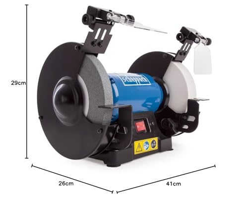 Scheppach Doppelschleifer SM200AL Schleifmaschine Schleifgerät | 500W Leistung | Verstellbarer Funkenschutz | Schleifscheibe 200mm Ø | inkl. Schlicht- und Schruppscheibe