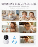 Comfyer Split-Screen Babyphone mit 2 Kameras, 7" HD 720P Video Babyphone ohne WLAN mit Halterung, IR-Nachtsicht Vox-Modus 2-Wege-Audio 6000mAh 300M Reichweite Videoüberwachungsgeräte