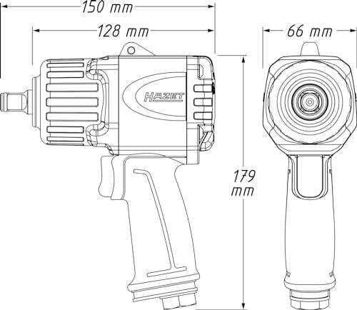 HAZET Schlagschrauber 9012TT I Max. Lösemoment 2200 Nm, Vierkantantrieb 12,5 mm (1/2 Zoll) I Hochleistungs-Doppelhammer-Schlagwerk- kompakt und leicht mit Twin-Turbo Technologie