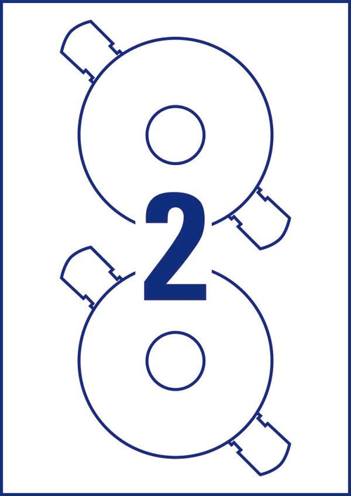 AVERY Zweckform C6074-20 selbstklebende CD-Etiketten (40 blickdichte CD-Aufkleber, Ø 117 mm auf A4, ClassicSize, Papier hochglänzend, bedruckbare Klebeetiketten für alle Inkjet-Drucker) 20 Blatt, weiß