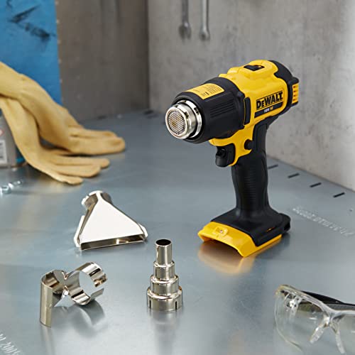 Dewalt 18 Volt Akku-Heißluftpistole DCE530N (2 Gebläse- und Temperaturstufen, arretierbarer Schalter für Dauerbetrieb, standfeste Stellfläche, Flächen- und Reflektordüse, ohne Akku und Ladegerät)