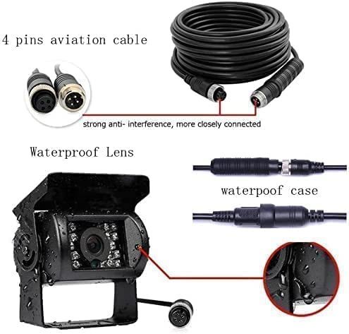 CAMECHO Rückfahrkamera 4 Kameras Set, 9" Monitor 4 Geteilte Rück und Vorder Kamera, Weitwinkel, IP68 wasserdicht, 18IR Nachtsicht, Rückfahrkamera funk für LKW/Anhänger/Bus/Van/Landwirtschaft(12V-35V)