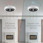 Noaton® Polaris 11045B Deckenventilator mit Beleuchtung, Schwarz, LED Dimmbar, 3 Farbtemperaturen, Fernbedienung, Timer, Luftdurchsatz bis zu 60 m3/min, für Wohnzimmer Schlafzimmer, Durchmesser 45cm