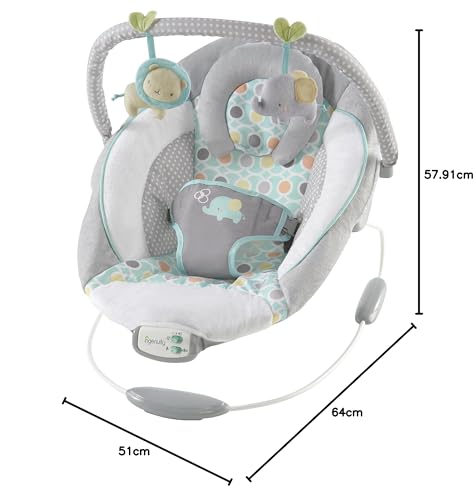 Ingenuity, Babywippe Babyschaukel Morrison mit beruhigenden Vibrationen & 8 Melodien, Spielbogen mit 2 Spielzeugen, Lautstärkeregler, gepolsterter Kopfstütze, 3-Punkte-Gurt, ab der Geburt bis 9kg