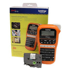 Brother PT-E110 Industrielles Beschriftungsgerät (für 3,5 bis 12 mm breite TZe-Schriftbänder, Beschriftung von Kabeln und Anschlüssen), orange