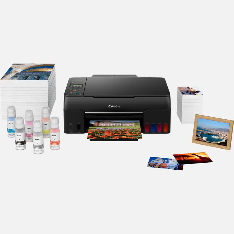 Canon PIXMA G650 MegaTank Drucker Tintenstrahldrucker Scanner Kopierer (4.800 x 1.200 dpi, Fotodrucker 10x15 cm,, LC Display, WLAN, Wireless Printing, Auto Power On/Off) schwarz
