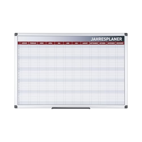 Bi-Office Magnetischer 52-Wochen Jahresplaner Maya, Trocken Abwischbar, Inklusive Marker Und Magneten, Plantafel, Planungstafel, 90 x 60 cm