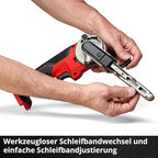 Einhell Akku-Bandfeile TE-BF 18 Li-Solo Power X-Change (18 V, Geschwindigkeit bis 1.700 m/min, 2x Schleifarme 9 mm und 13 mm, inkl. 12x Schleifbänder, ohne Akku)