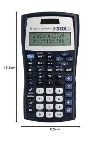 Texas Instruments TI-30 XIIS Schulrechner (zweizeilig, Solar- und Batteriebetrieb) Dunkelblau