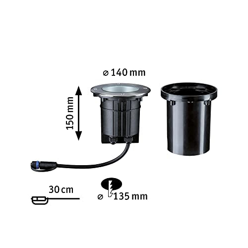 Paulmann Beleuchtungssystem Plug&Shine LED-Außeneinbauleuchte 6 W Warm-Weiß 93908 Silber 38 °