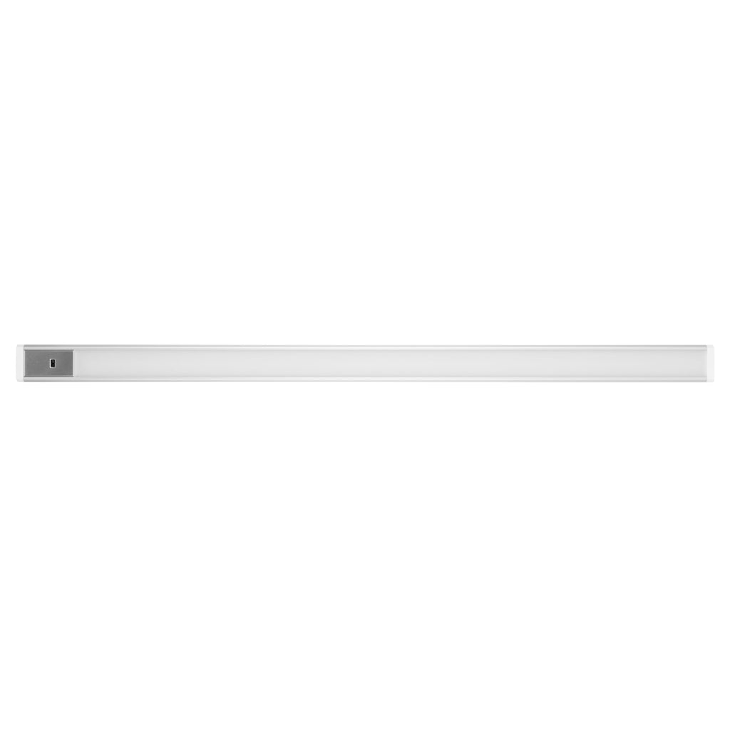 REV Unterbauleuchte Küche LED - Aluminium Schrankbeleuchtung 90cm, 10W, 850 Lumen, 3000K, Küchenbeleuchtung flach mit Sensor, einfache Montage, silber