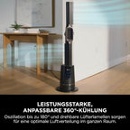Shark TurboBlade Cool + Heat 2-in-1 Ventilator & Heizlüfter mit Thermo IQ, Fernbedienung & Oszillation | Flügelloser Turmventilator für Schnellheizung & Luftkühlung, Schwarz-Gold, TH200EU
