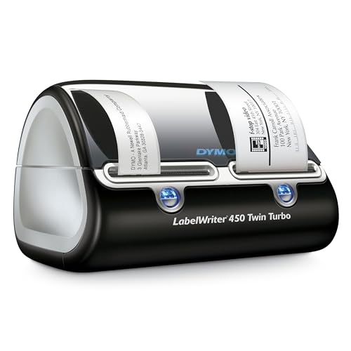 DYMO LabelWriter 450 Twin Turbo Etikettendrucker | für bis zu 71 Etiketten/Minute | Dual-Etiketten 300 dpi. Thermodirekt Etikettiergerät | USB | für LW Etiketten bis 60mm Breite