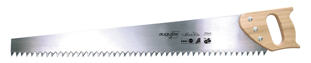 Augusta-Heckenrose Porenbetonsäge 750mm I Handsäge aus Bandstahl C75 mit stabilem Holzgriff I Robuste Bausäge mit grober Schubzahnung für Porenbetonsteine u.a.