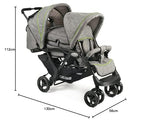 CHIC 4 BABY - Geschwisterwagen DUO mit Tragetasche und Regenschutz, Geschwisterkinderwagen für zwei Kinder, Zwillingswagen, Zwillingsbuggy, Tandemkinderwagen, Tandembuggy, Kinderwagen, Jeans grau