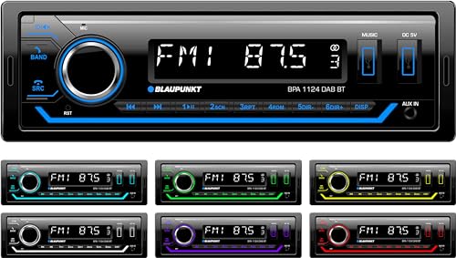 Blaupunkt BPA 1124 DAB BT, 1-DIN Autoradio, DAB+, Bluetooth, USB, Aux-Eingang, Sub-Out, Multicolour, 4x50Watt, 12V