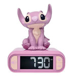 Lexibook, Disney Stitch, Angel Nachtlicht-Wecker, Töne und Melodien, hintergrundbeleuchteter LCD-Bildschirm, Leuchtend, Schlummerfunktion, rosa, RL800D1