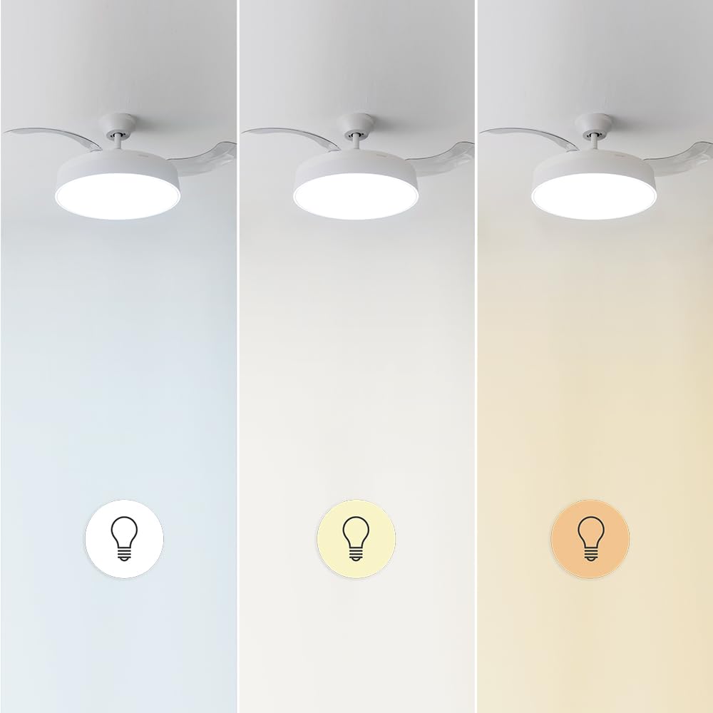 Cecotec Deckenventilator mit praktischen Flügeln und Lampe, EnergySilence Aero 4280, unsichtbar, 40 W, Durchmesser 106 cm, Timer, 3 Lichtfarben, Sommer-Winter, Weiß