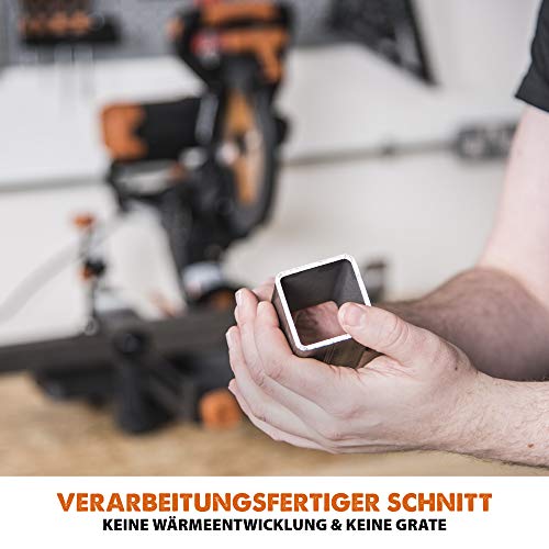 Evolution Doppelgehrungssäge Schiebe-Kapp- und Gehrungssäge R255SMS-DB+ | 2000 W, 300 mm Gleitfunktionalität, Schrägschnitt, Gehrungswinkeln | Ø 255 mm HM / TCT Sägeblatt für Multimaterialschnitt